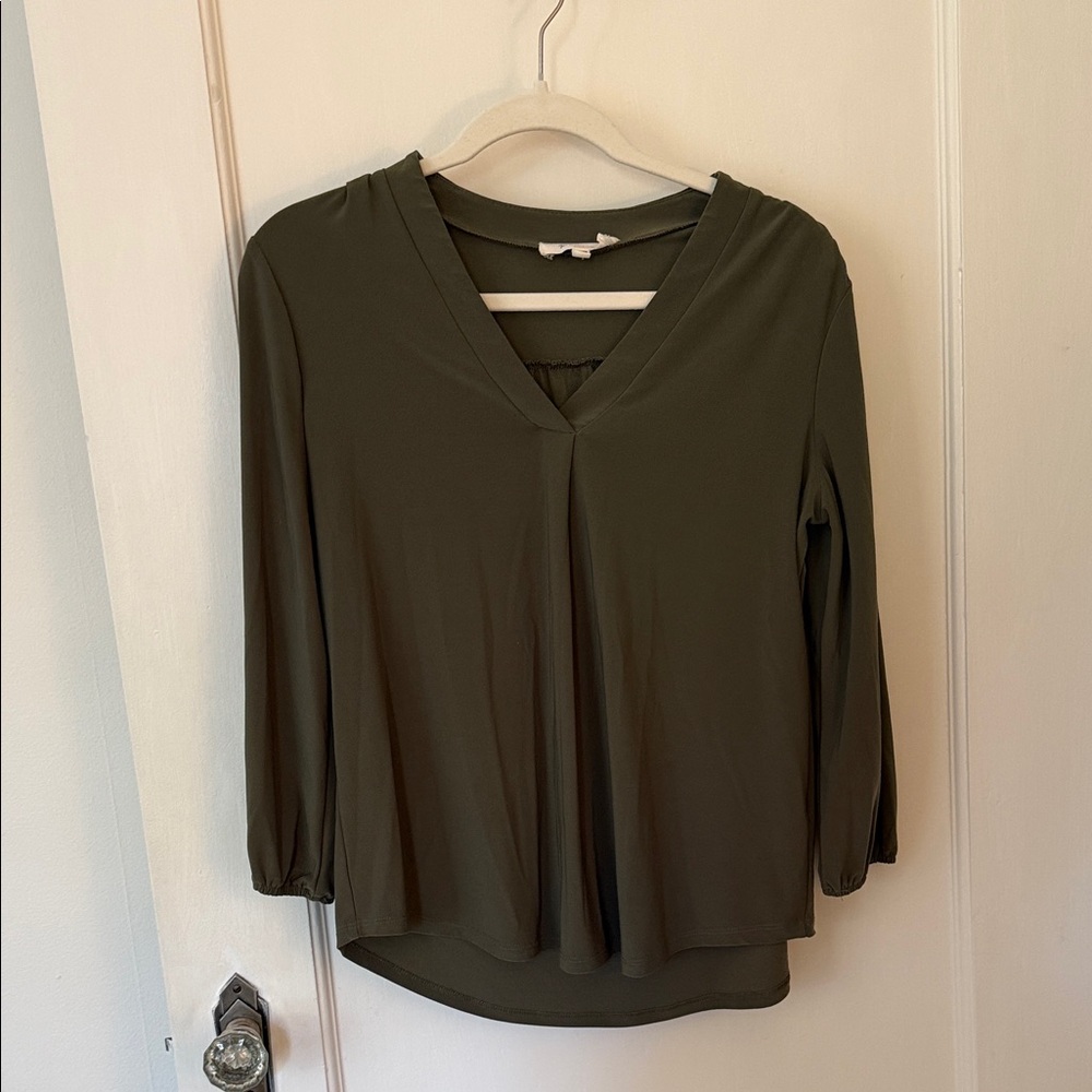 Vince Camuto Olive V-Neck Blouse
